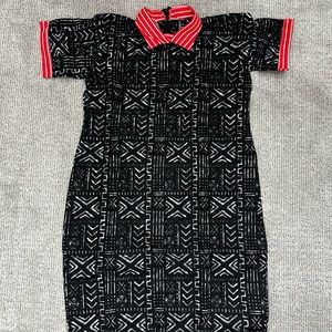 MIDI dress - bohemian print with collar -